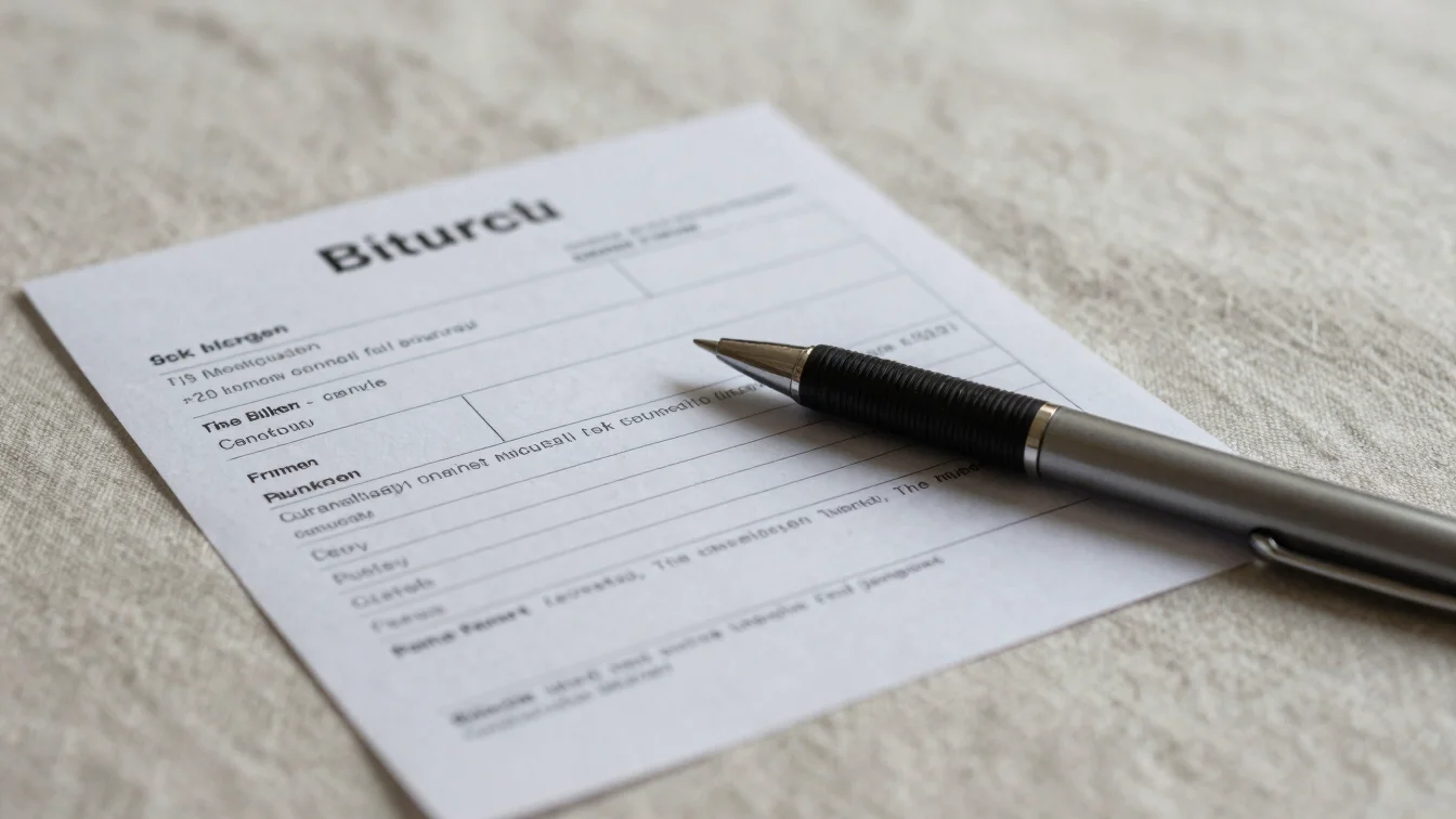 Close detail of a printed booking confirmation and a travel pen resting on a linen surface, soft daylight, neutral tones